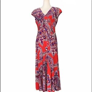 Jones New York red paisley Aline maxi dress